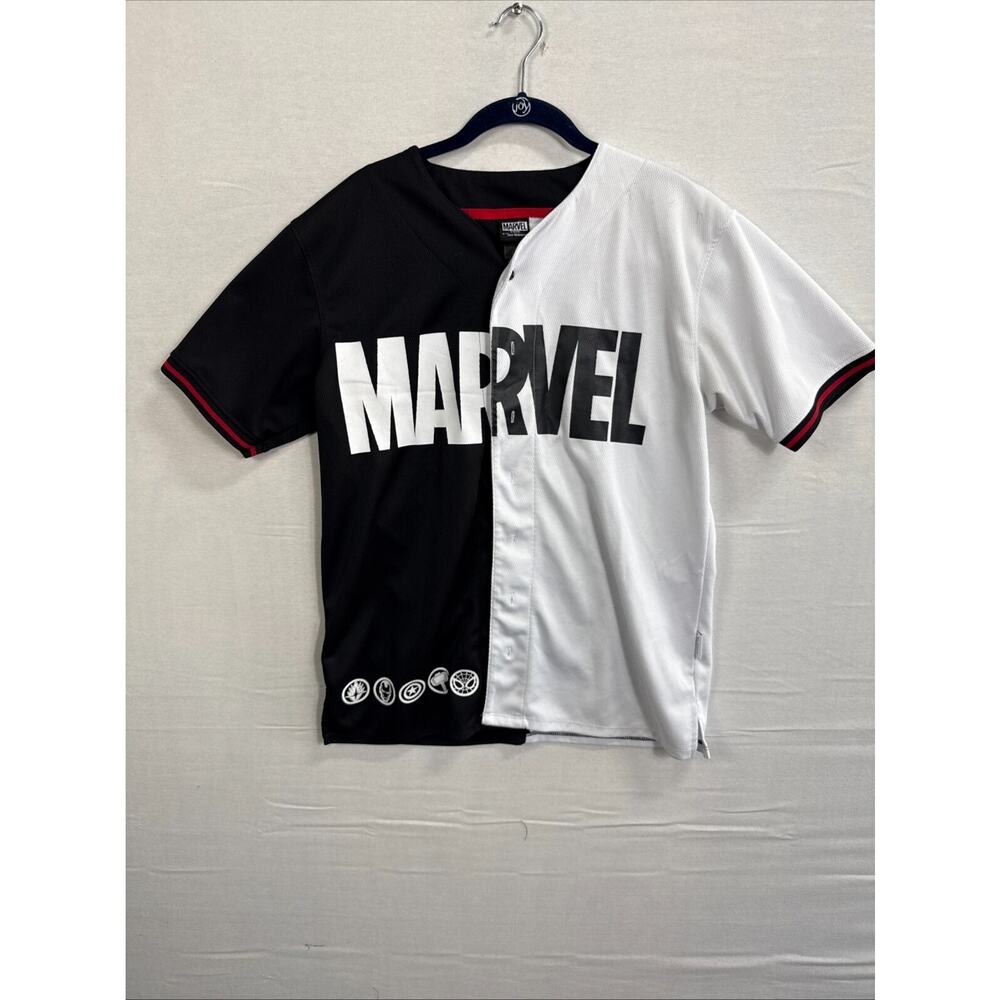 Marvel Avengers Baseball Jersey Men's SM Multicolor Graphic Print Short Sleeve